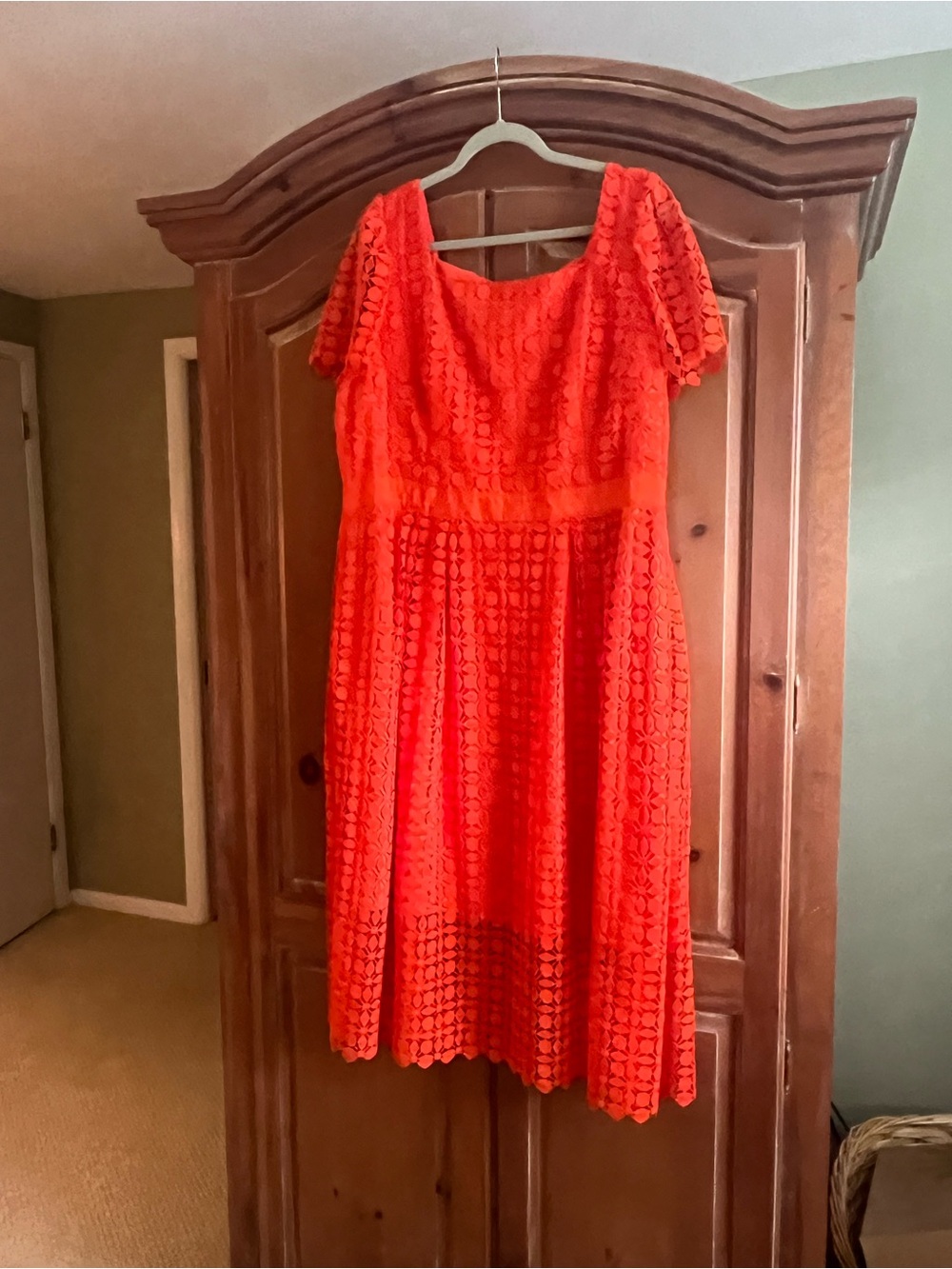 Talbots Bright Orange Lace Fit-and-Flare Dress